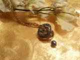 Gold with Blue Crystal Locket Necklace-75094