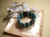 Black and blue chunky beaded bracelet-82238