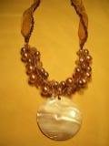 Gold pearl capiz necklace-82280