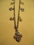 Mixed Silver & Gold Necklace w/ Cubic Zirconia Diamonds-89189