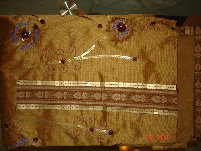 T-293: Golden Salwar Kameez - Semi Silk Fabric with sequence work