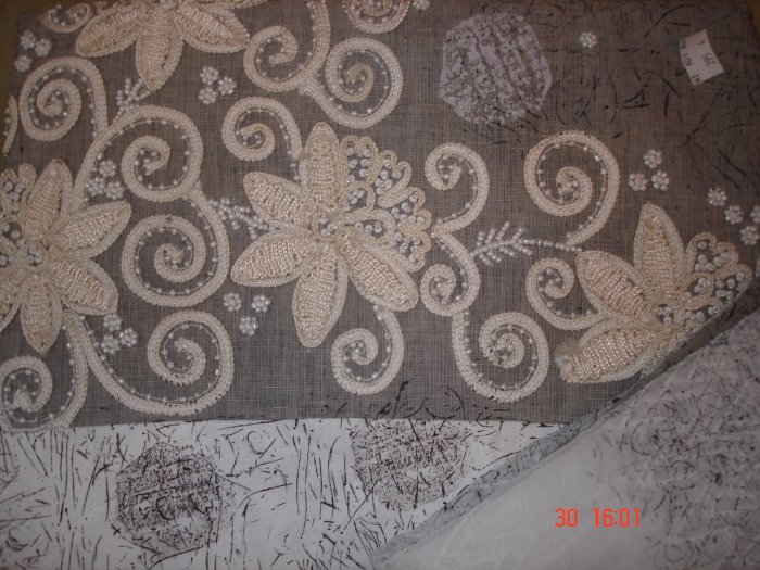 T-314: Salwar Kameez Cotton Fabric with Embroidery and Perl Work