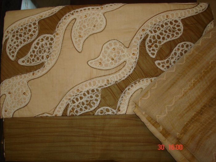 T-315: Salwar Kameez Cotton Fabric with Crochet Design