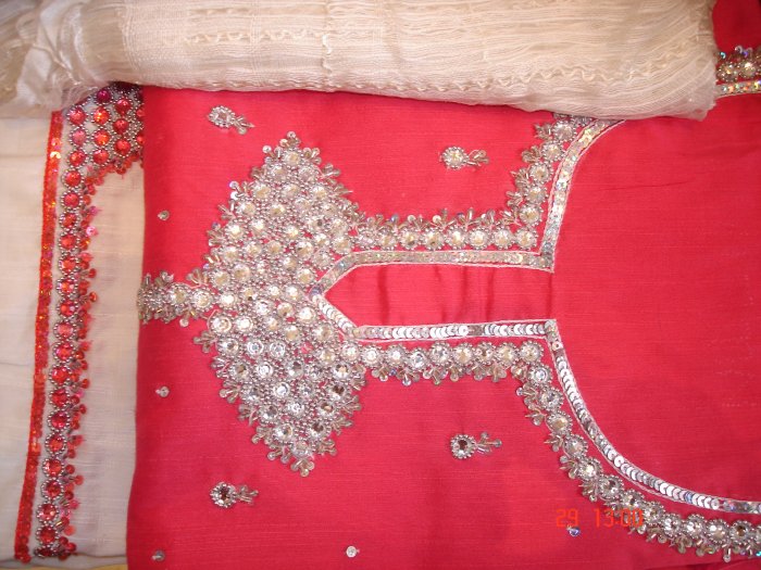 T-272: Salwar Kameez Cotton Silk Fabric with Sequence Work
