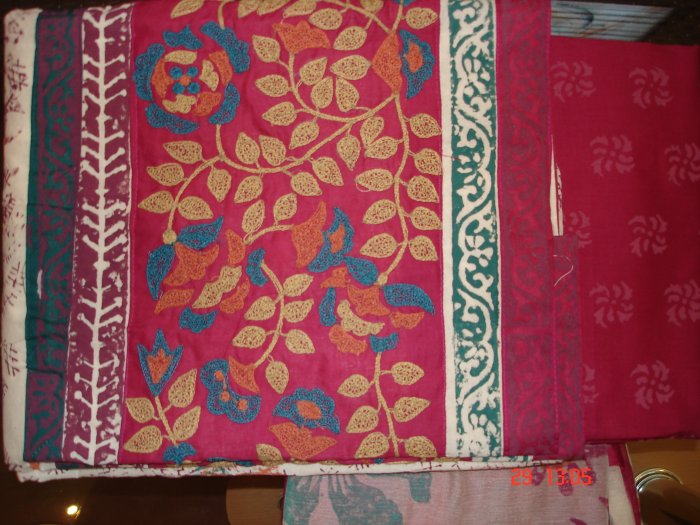 T-297: Salwa Kameez Fabric Painted Cotton Suit Material with Matt finished embroidery