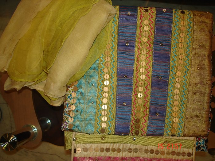 T-157 - Semi Silk Fabric with patchwork and pure Dupatta