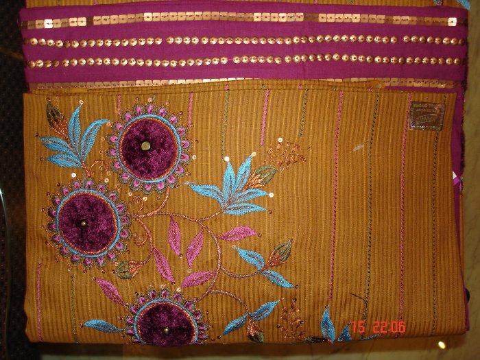 T-288: Cotton Fabric with velvet Applique work