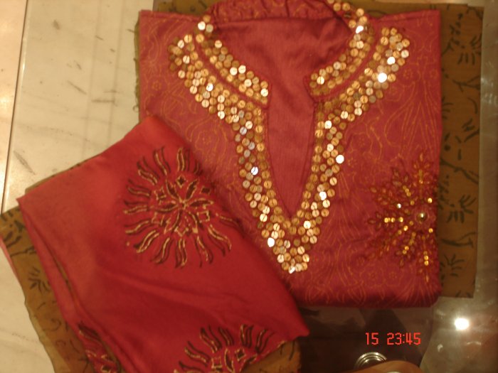 T-388: Semi Silk Kurtha with cotton bottom