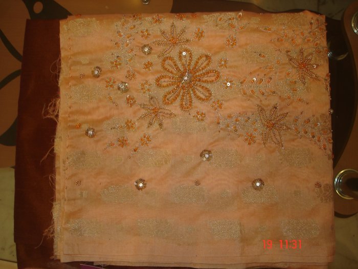 T-341: Chanderi Silk Top with Beads, Sequence & Stone Work
