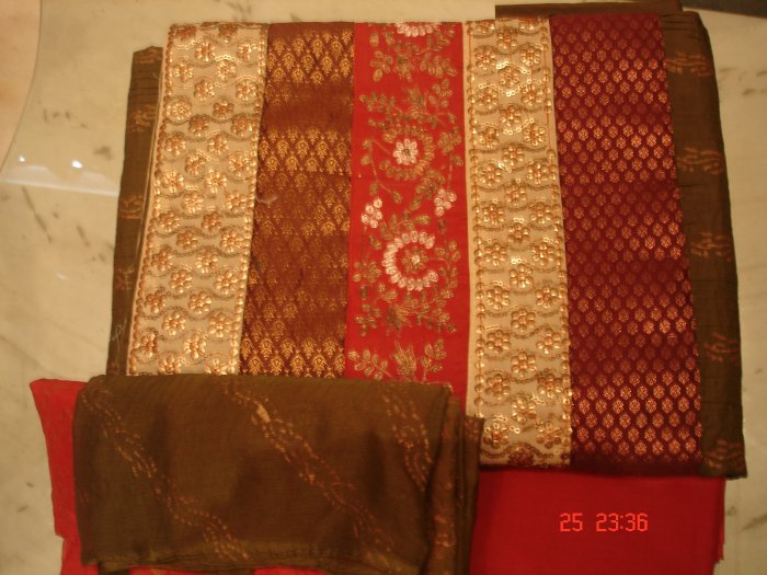 T-397: Cotton Salwar Kameez with assorted Sequence & Thread work border on the Kameez