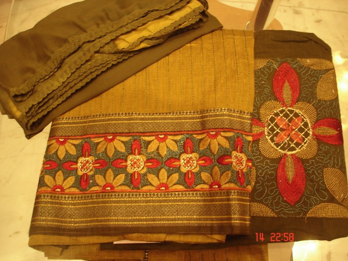 T-421: Cotton Salwar Kameez with Embroidered Border