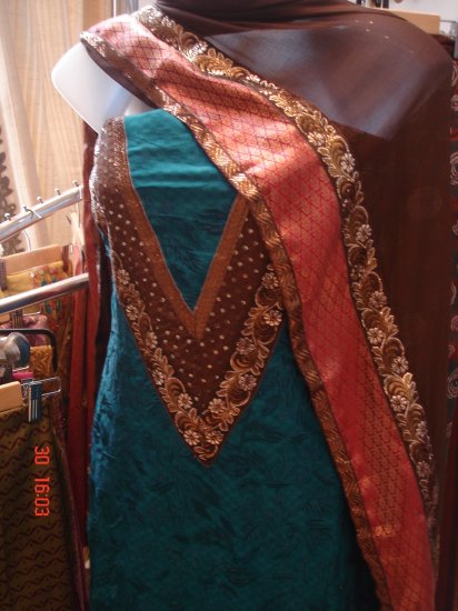 T-462: Blue Embroidered Top Salwar Kameez Suit