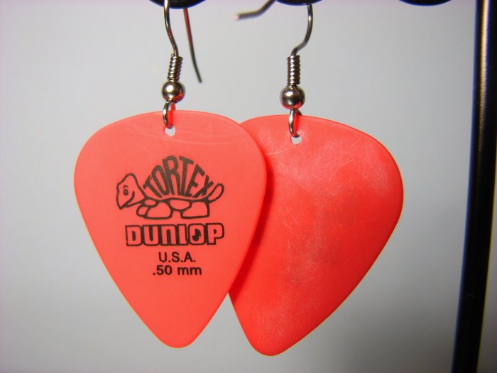 Guitar Pick Earrings- Simple Turtle- Red