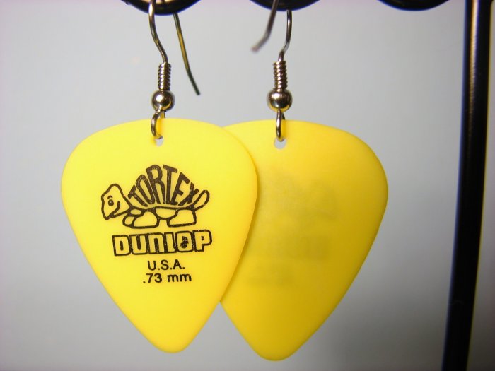 Guitar Pick Earrings- Simple Turtle- Yellow