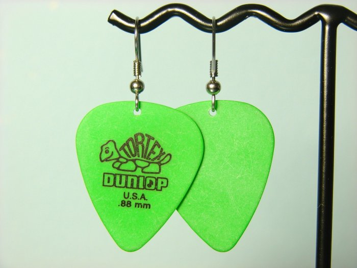 Guitar Pick Earrings- Simple Turtle- Green
