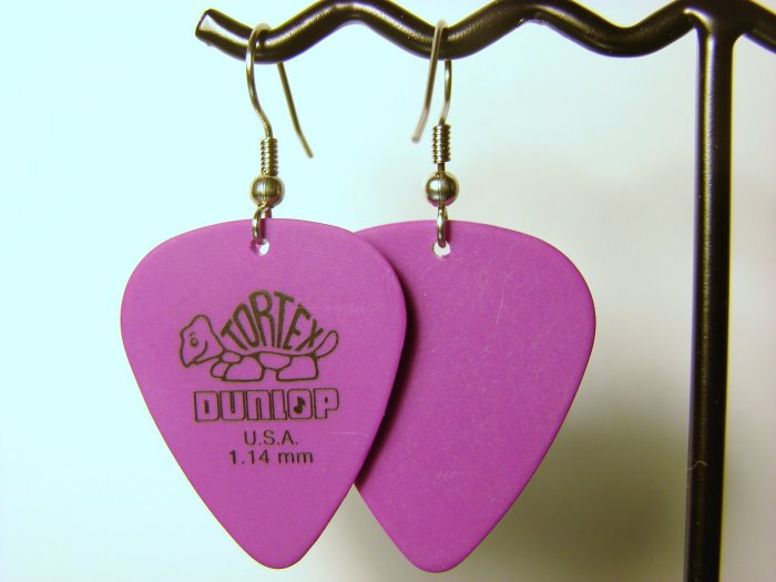 Guitar Pick Earrings- Simple Turtle- Purple