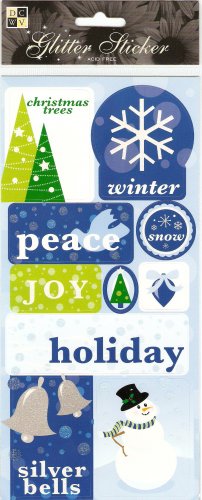 DCWV Glitter Stickers Silver Bells #329