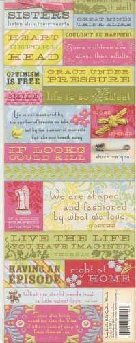 K & Company Embossed Stickers Amy Butler Bella Quilted Words #317