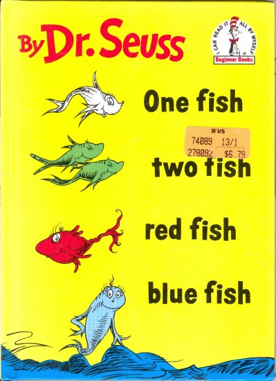 One fish Two Fish Red Fish Blue Fish, by Dr. Seus, Reader Reading, Children Grades K to 2