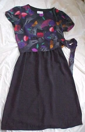Black Dress with Faux Floral Blouse Top by Bobby's Girl Size:8