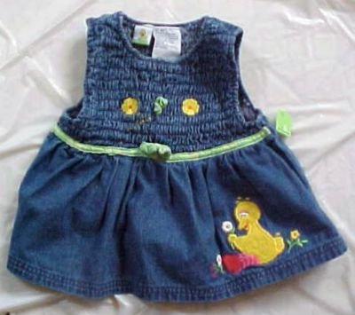 Sesame Street Big Bird Girl Toddler 4T Denim Jumper Dress
