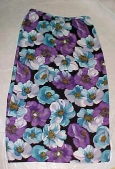 Hillard and Hanson Long Polyester Floral Skirt - Size Mediuem (Blue/Purple)