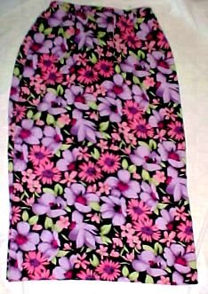 Hillard and Hanson Long Polyester Floral Skirt - Size Mediuem (Pink/Purple)