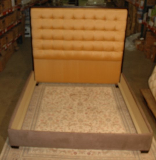 SOHO Complete luxury wood bed frame with tufted silk headboard
