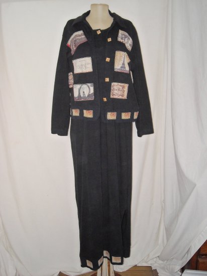 Country Wear Paris Travel Artsy Long Dress Jacket Set S