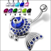 Jeweled Fish Dangling Belly Ring (PBM1353) - *FREE SHIPPING