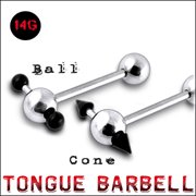 316L Tongue Barbell with UV ball and Cone (BAR205)