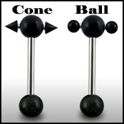 316L Tongue Barbell with UV ball and Cone (BAR206)