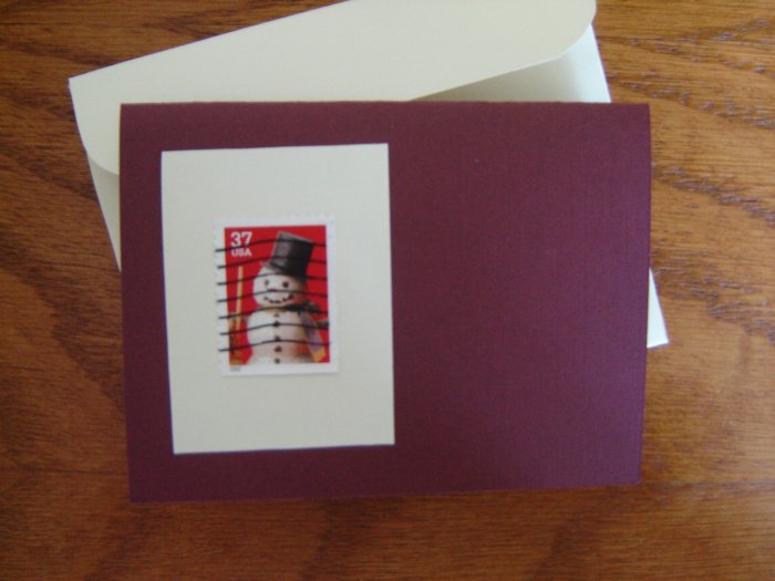 Handmade Card featuring US Stamp 3679 - 37c Snowman w/ Top Hat