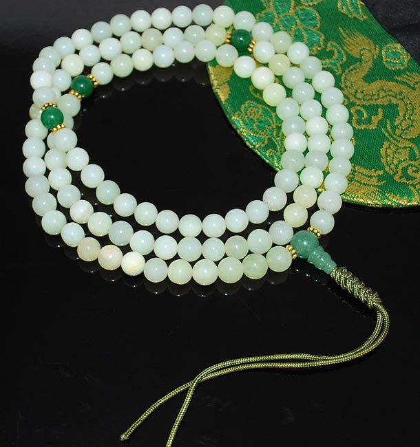 Serpentine and Jade Mala