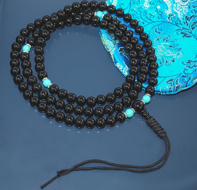 Black Onyx with Turquoise Mala Beads