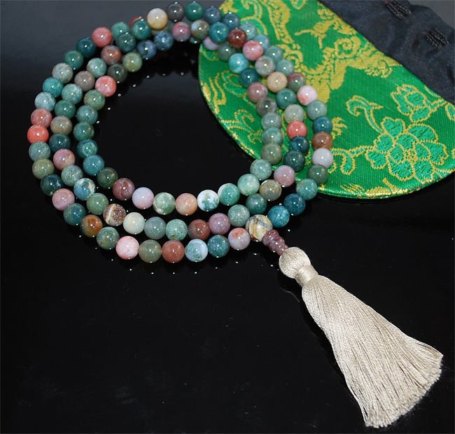 Green Fancy Jasper Mala Beads