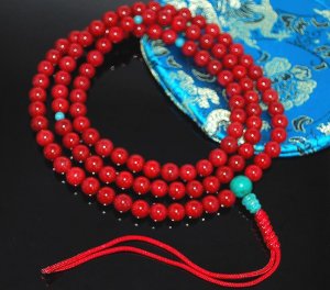 Tibetan Coral & Turquoise Mala