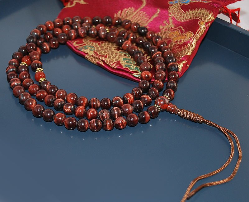 Red Tiger's Eye Snakeknot Mala Beads