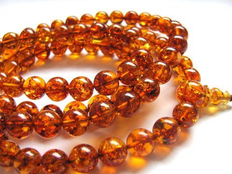 8mm Amber Mala Round