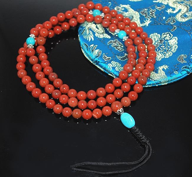 Red Jasper & Turquoise Mala