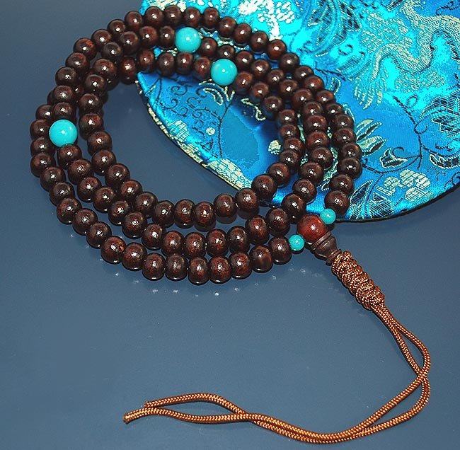Rosewood & Turquoise Mala