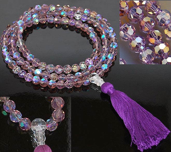Purple Faceted Crystal Mala