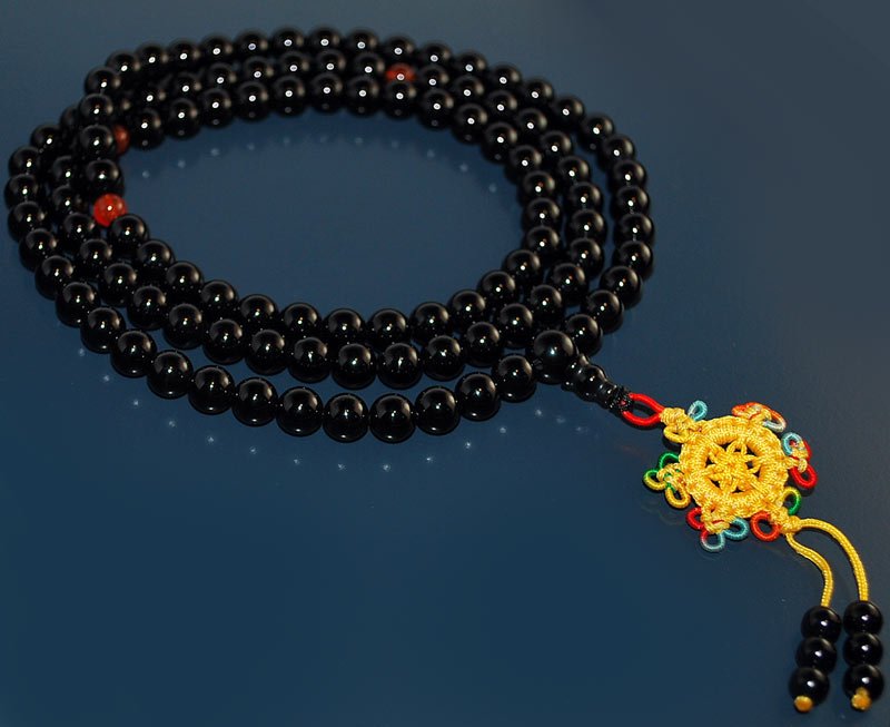 8mm Onyx & Carnelian Mala