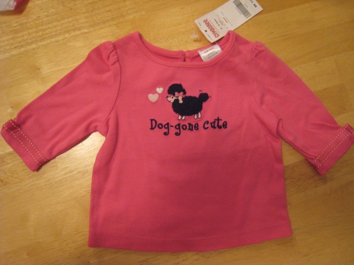 Gymboree Tres Chic "Dog-gone Cute" Poodle top shirt 3-6 mths NWT
