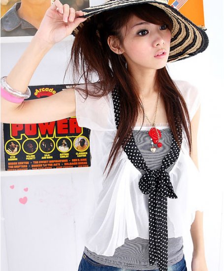 AI-2305 white 2 pcs ciffon top