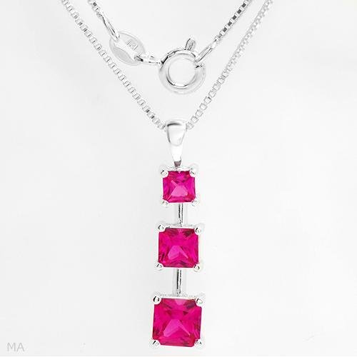 Elegant necklace with 3.02 ctw created sapphires