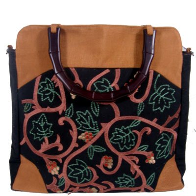 Silk Textured Vines Tote handbag Sienna