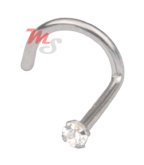 14K White Gold CZ Nose Screw