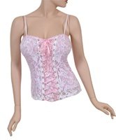 White lace tank with Pink Ribbon Accent