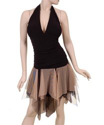 Sexy Rouched Halter Dress with Tull